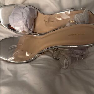 PrettyLittleThing Clear Silver Heels